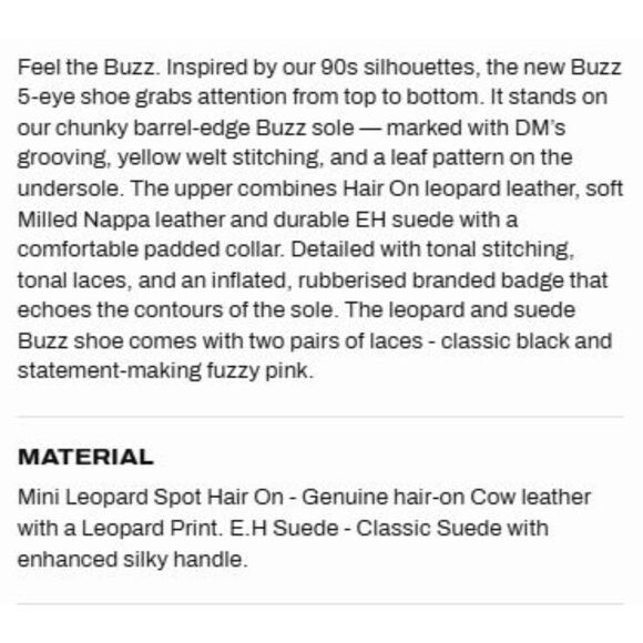 Dr. Martens Buzz 5-Eye Light Tan & Powder Pink Leopard and Suede Shoes UK 7 NIB - Picture 15 of 15